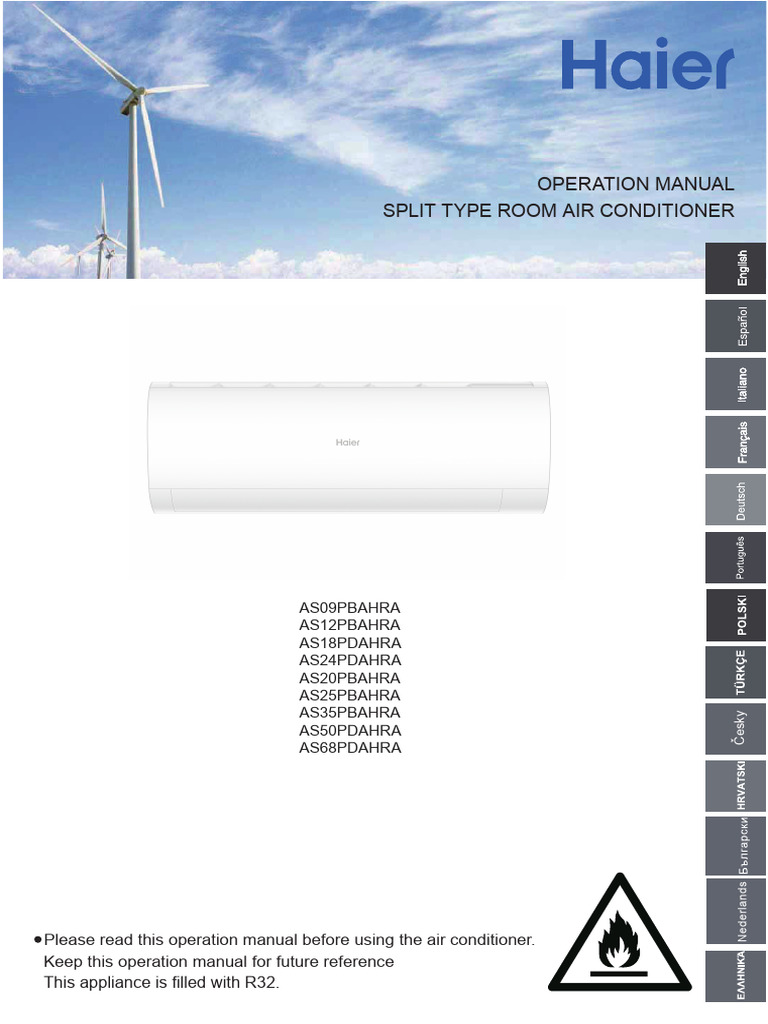 Split Type Room Air Conditioner Manual | PDF | Air Conditioning ...