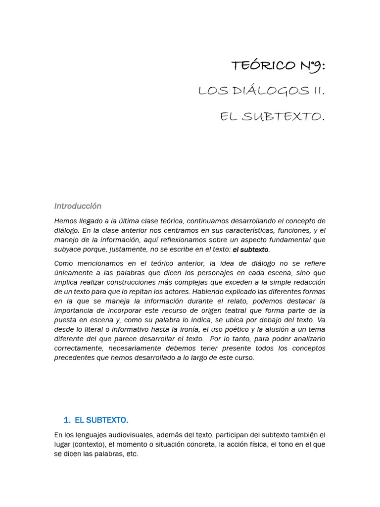 Importancia del Subtexto en Diálogos | PDF | Verdad | Teatro