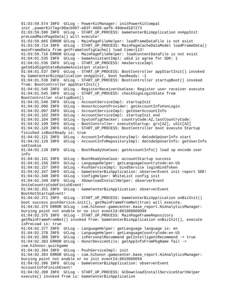 GameCenter Startup Log Analysis | PDF | Computer Standards | Software ...