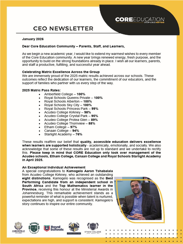 Core Education 2025 Matric Results Overview | PDF | Learning