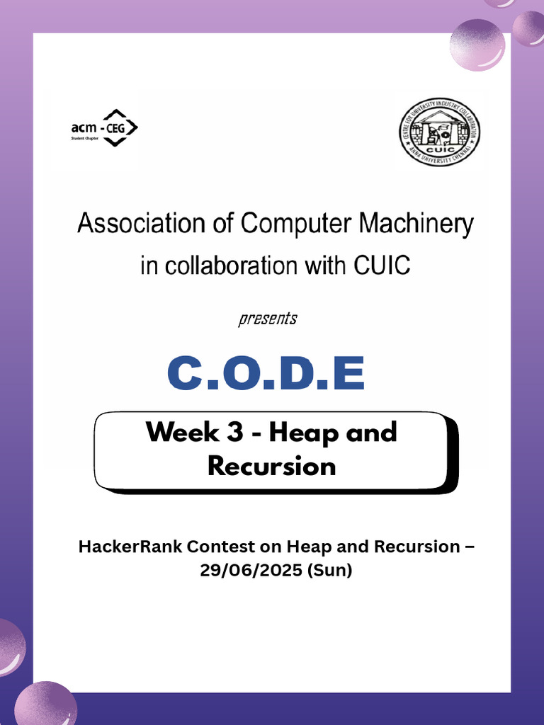 C.O.D.E - 3. Heap and Recursion | PDF