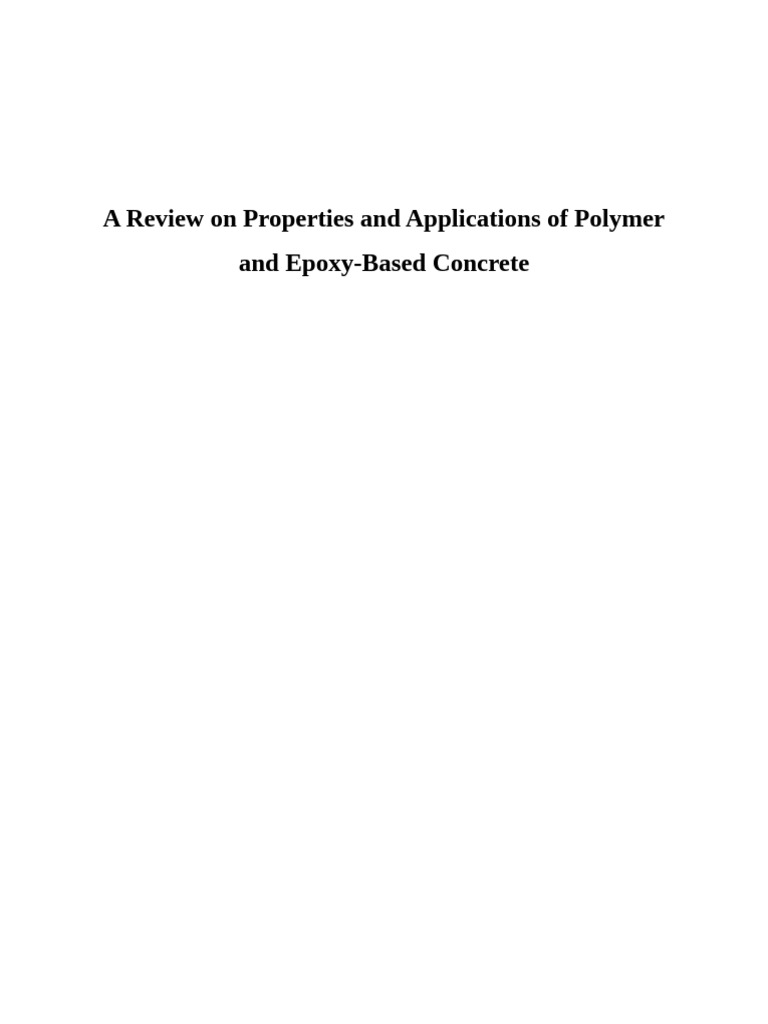 Epoxy Polymer Concrete: Properties & Uses | PDF | Concrete | Polymers