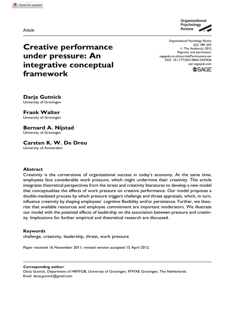 Work Pressure's Impact on Creativity | PDF | Creativity | Performance ...