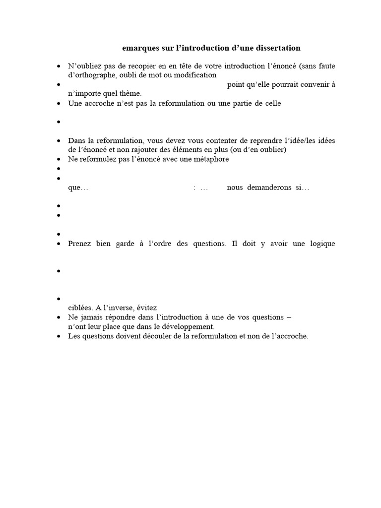 Guide pour une introduction de dissertation | PDF