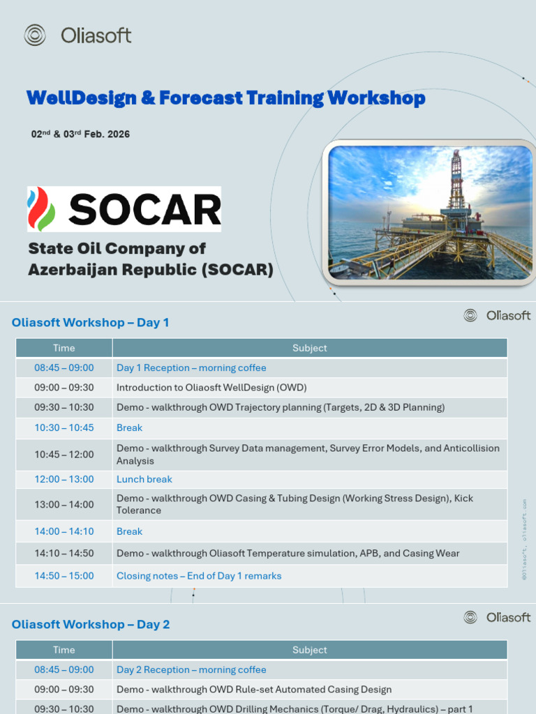 Oliasoft WellDesign Training Workshop | PDF | Oil Well | Hydrocarbons