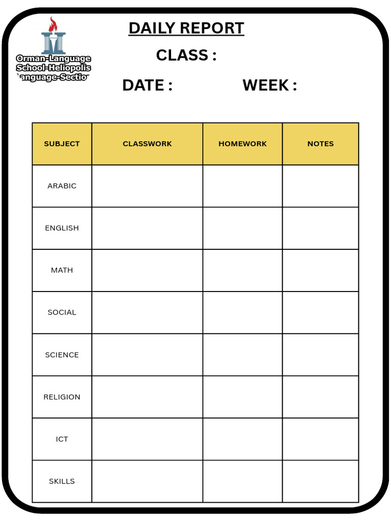 Daily Class Report Template | PDF