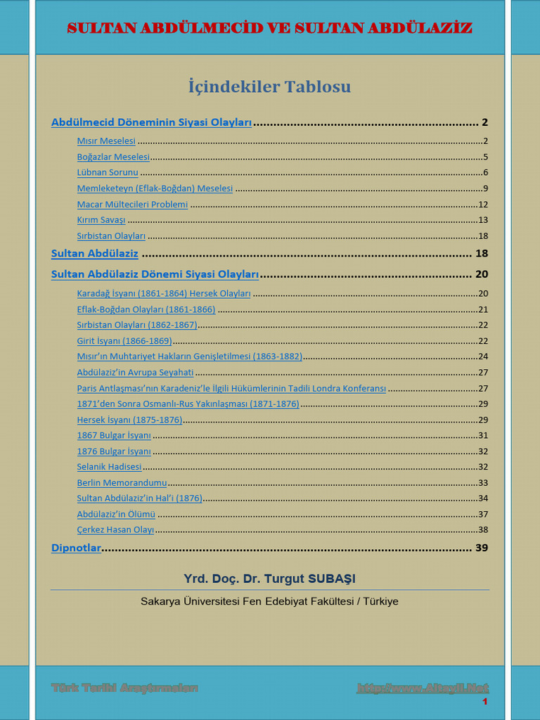 Sultan Abdülmeci̇d Ve Sultan Abdülazi̇z | PDF