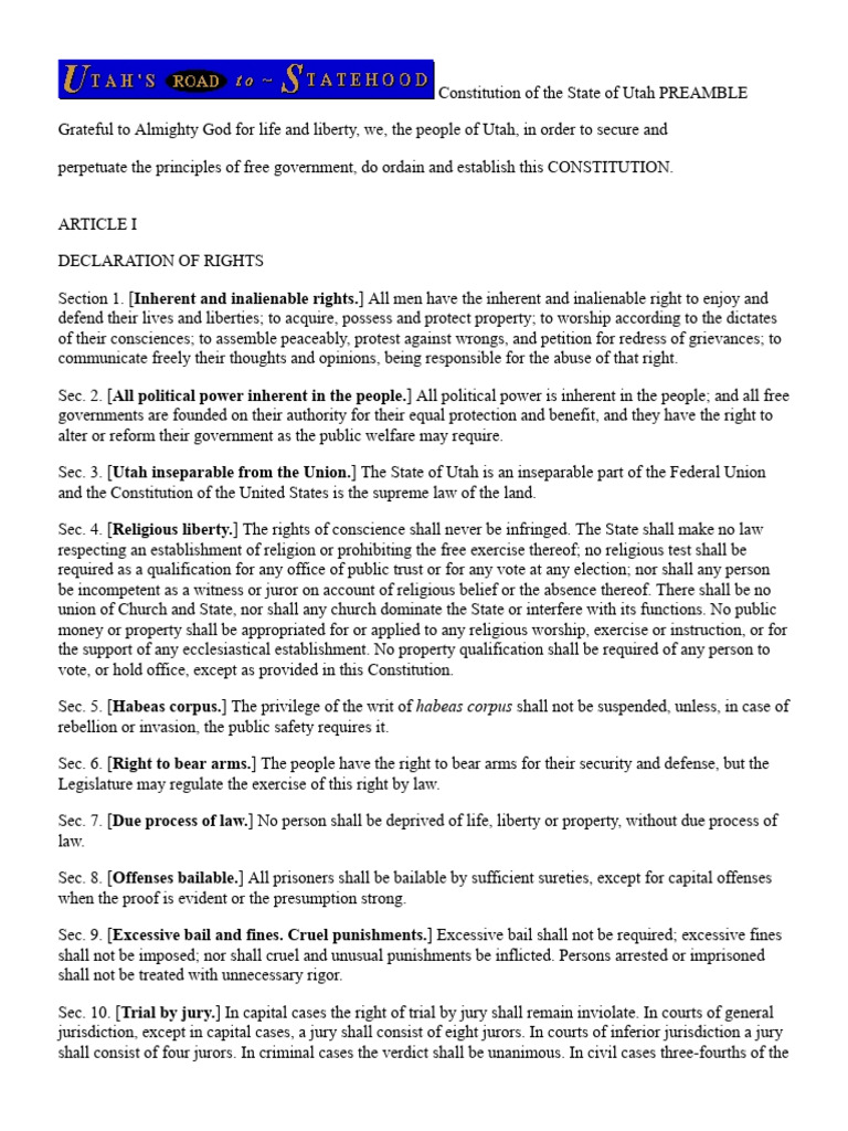 Constitution-of-the-State-of-Utah | PDF | Pardon | Supreme Court Of The ...