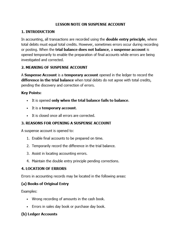 Understanding Suspense Accounts in Accounting | PDF | Debits And ...