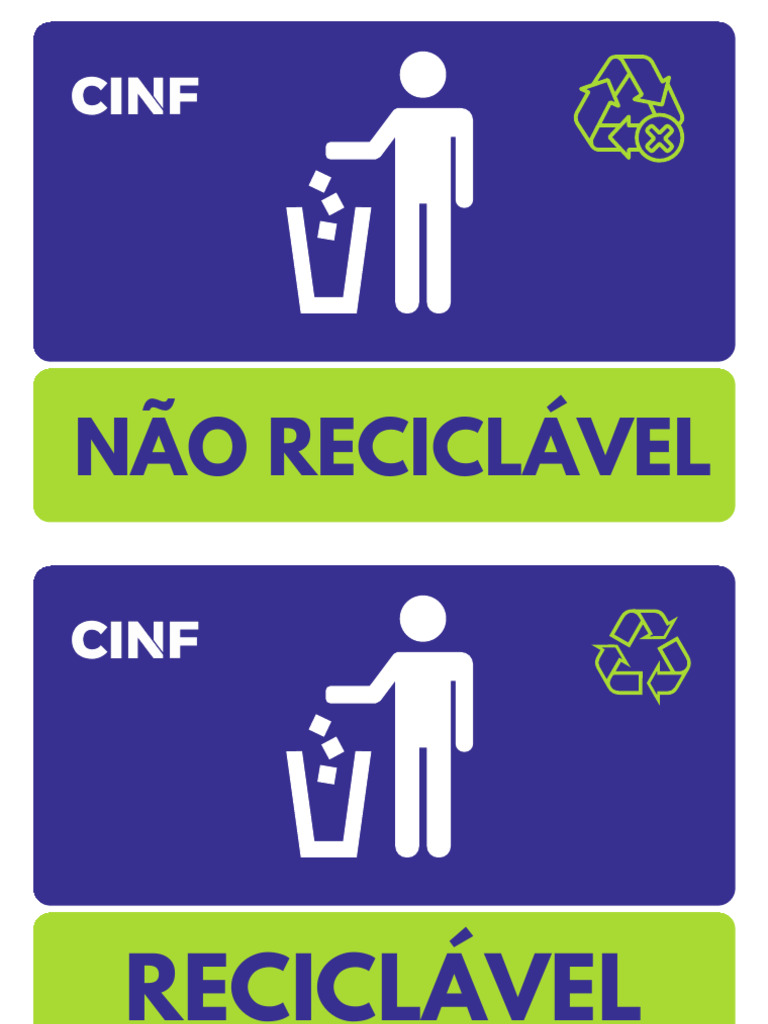 Placa Documento A4 Jogue Lixo No Lixo Ilustrado Verde e Azul | PDF