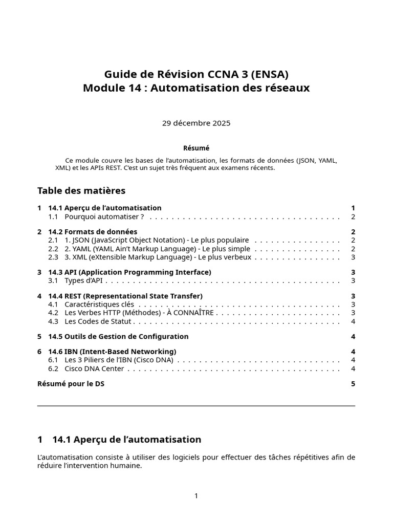Automatisation des Réseaux CCNA 3 | PDF | XML | Informatique