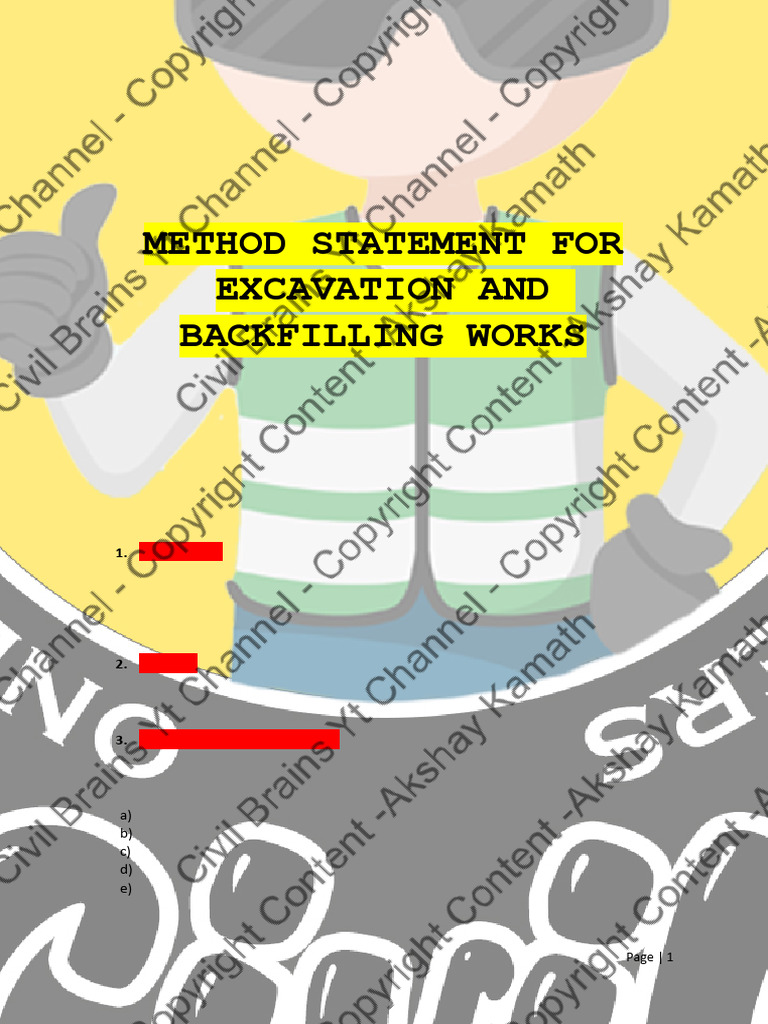 Excavation and Backfilling Method Statement | PDF | Plaster ...