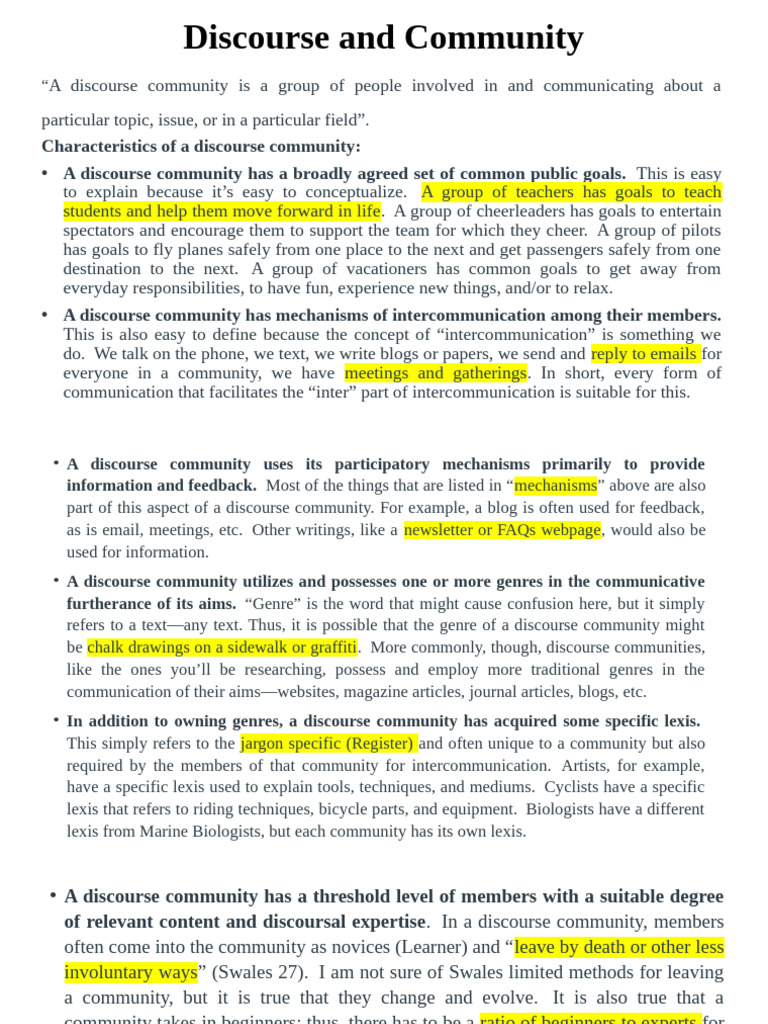 Lec3b Discourse and Community | PDF | Human Communication | Communication