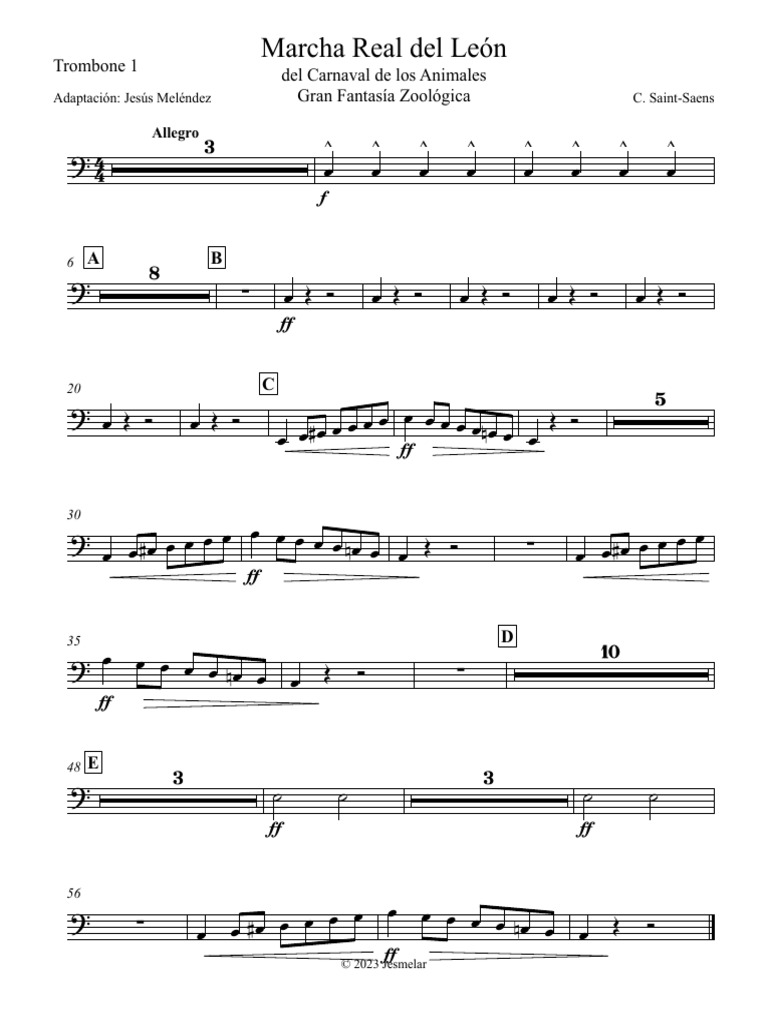 Marcha Real Del León - Trombone 1 | PDF