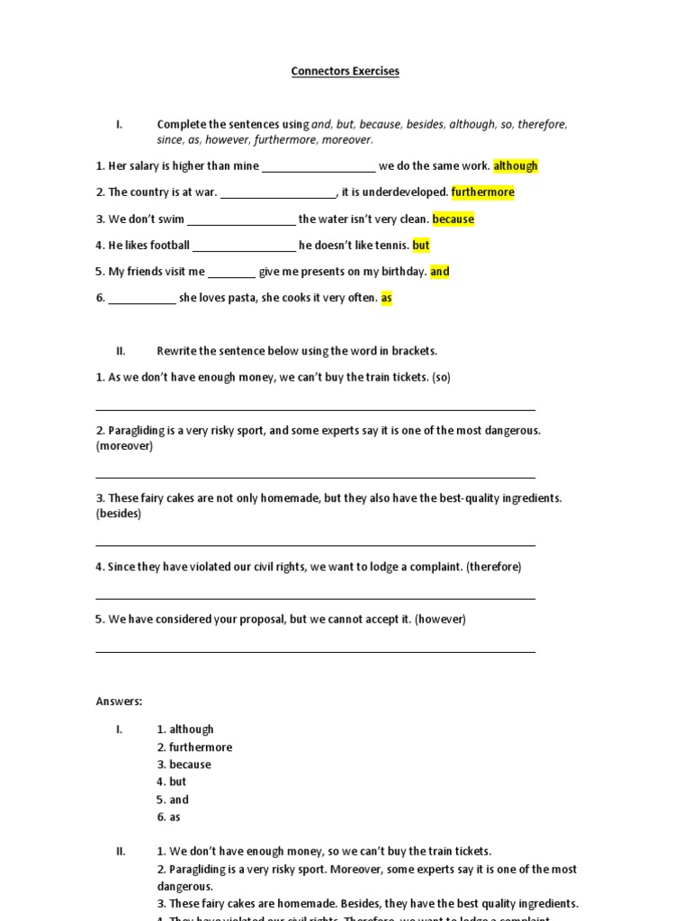  Connectors Exercises 