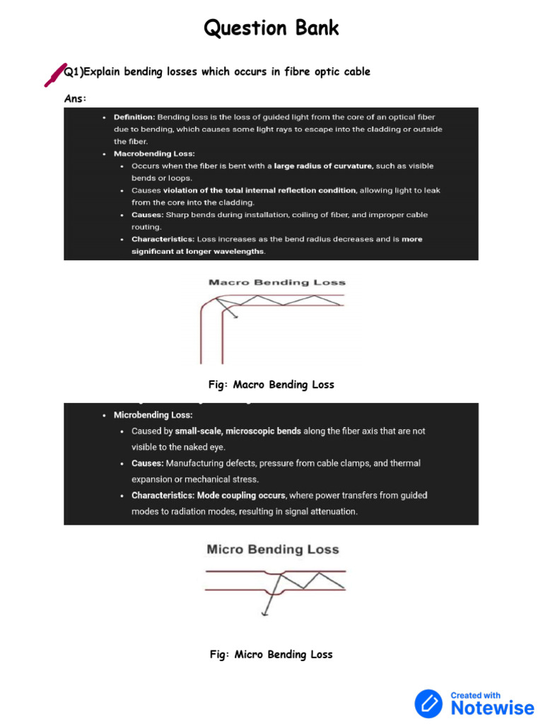 Optical Fiber Losses and Techniques Guide | PDF