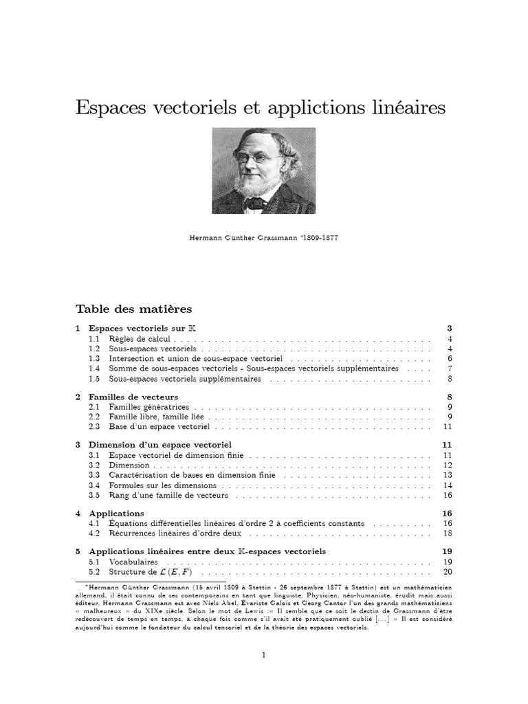 Espaces Vectoriels et Applications Linéaires | PDF | Base (algèbre ...