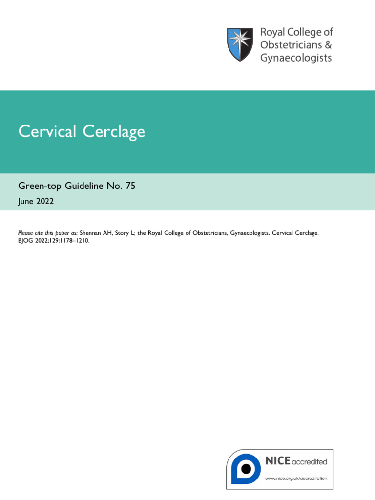 Cervical Cerclage Guidelines 2022 | PDF | Preterm Birth | Pregnancy