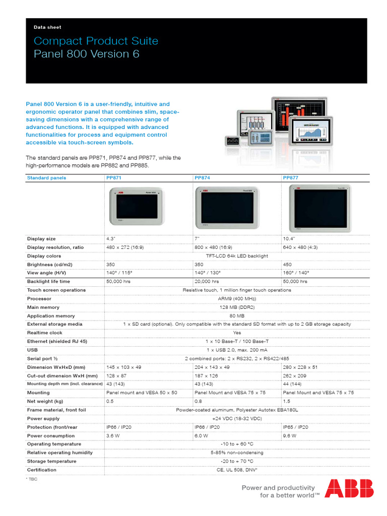 Panel 800 Version 6 Data Sheet | PDF | Usb | Computer Hardware