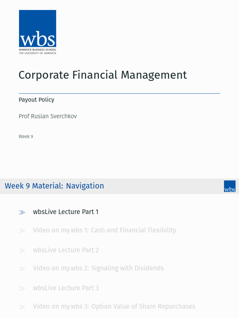 Corporate Financial Management: Payout Policy | PDF | Dividend | Share ...