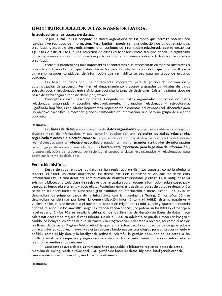 Introducción a las Bases de Datos | PDF | Bases de datos | Computación ...