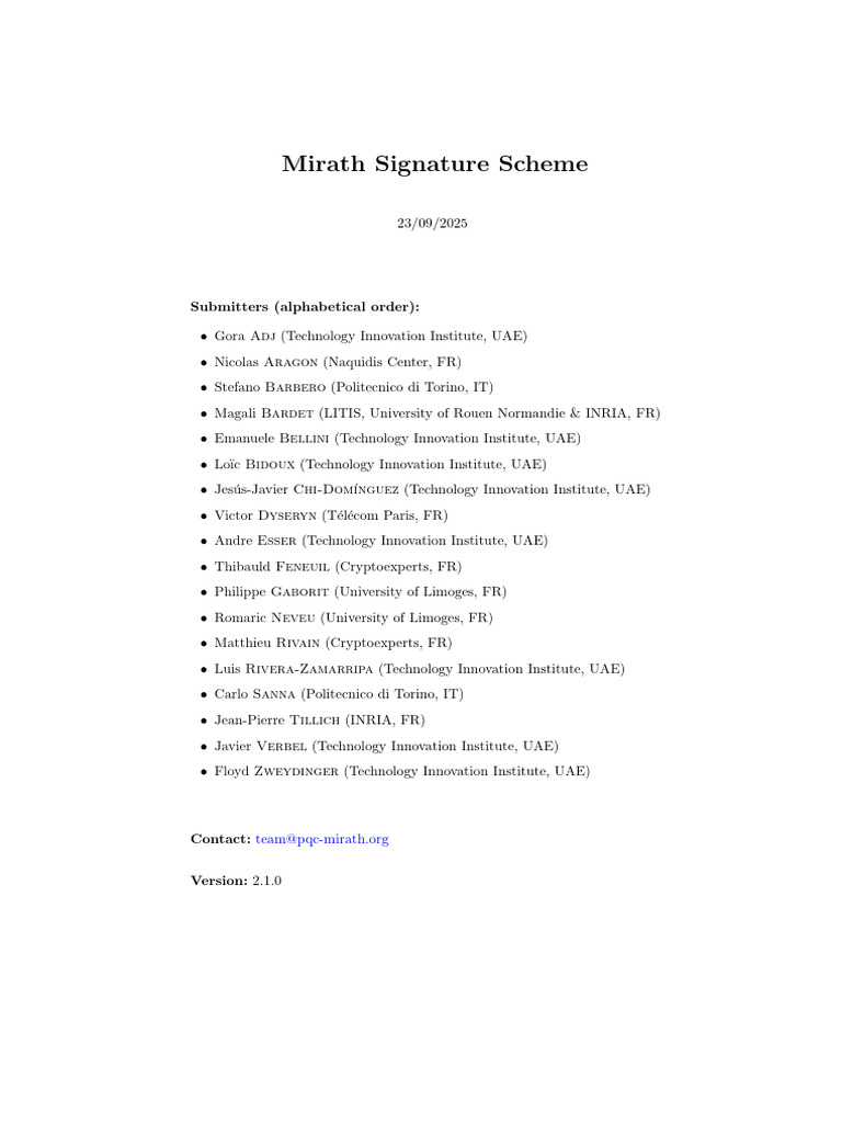 Mirath Signature Scheme Overview | PDF | Matrix (Mathematics) | Algebra