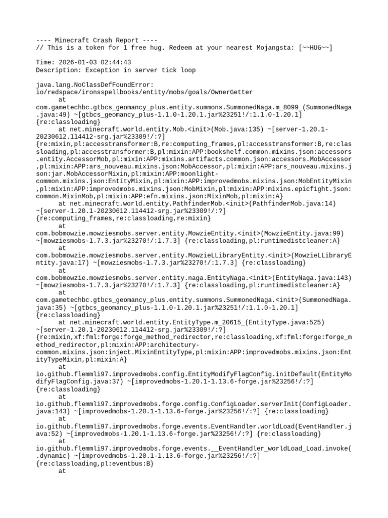 Minecraft Server Crash Report Analysis | PDF | Computing | Computer ...