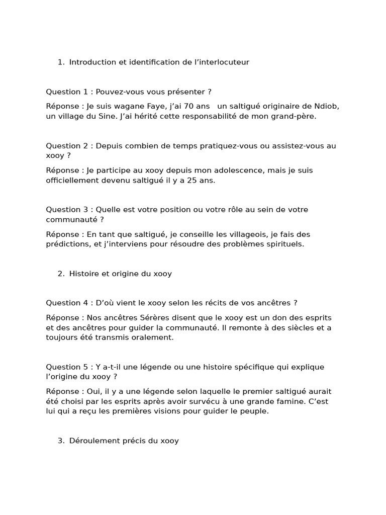 Importance et défis du xooy Sérère | PDF