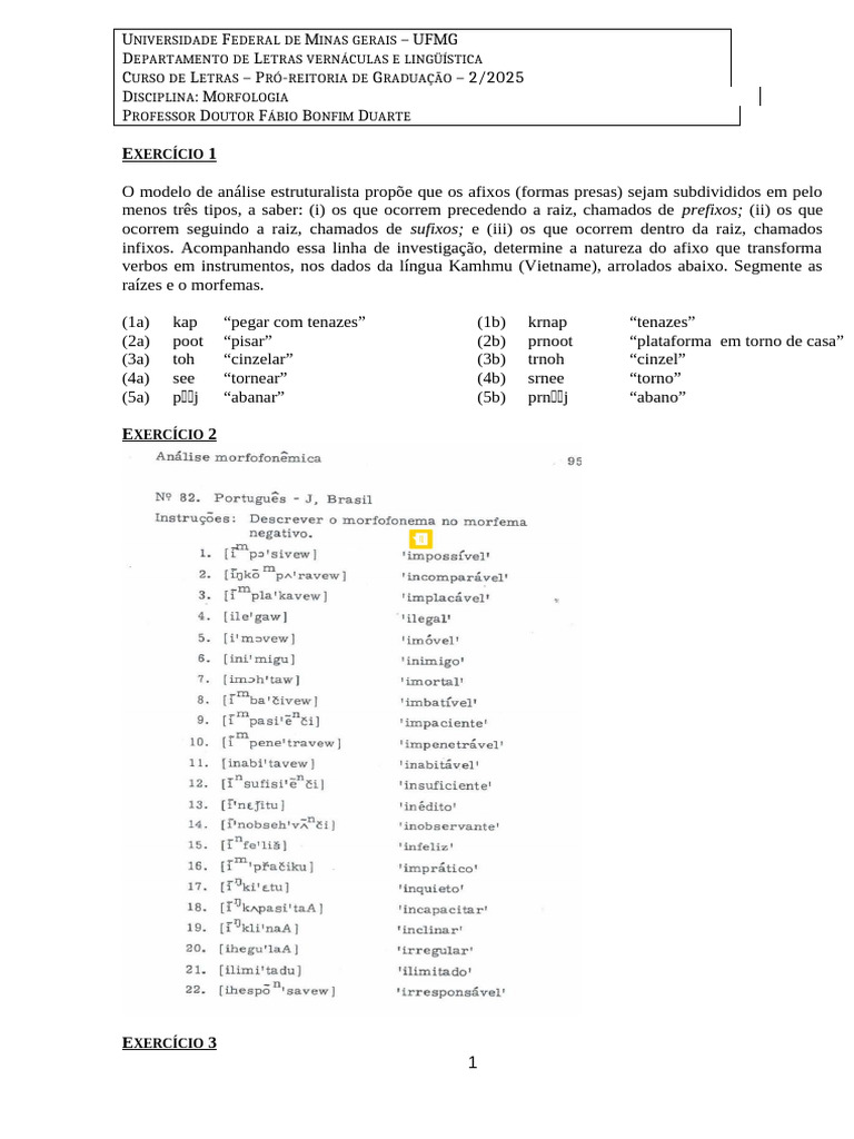 Análise Morfológica de Verbos e Afixos | PDF