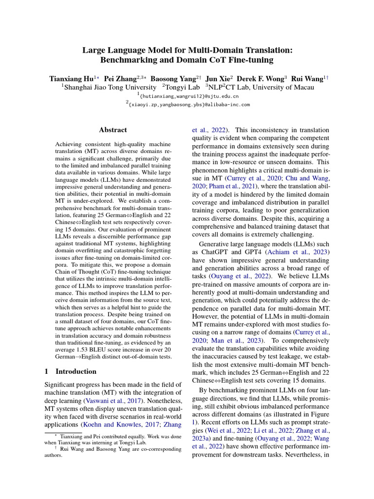 Multi-Domain Translation with LLMs | PDF | Deep Learning | Applied ...