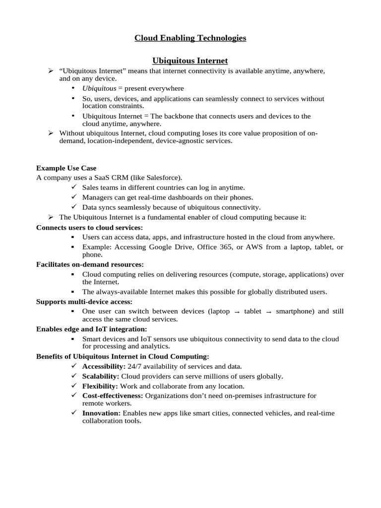 Ubiquitous Internet's Role in Cloud Computing | PDF | Parallel ...