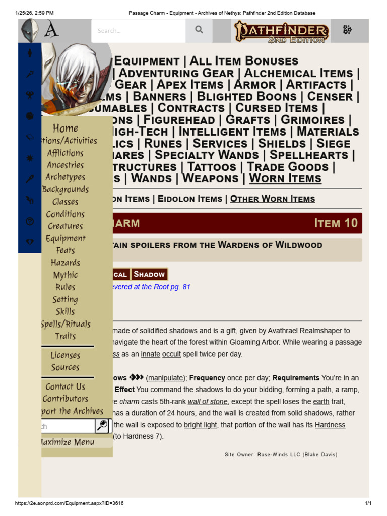 Passage Charm - Equipment - Archives of Nethys_ Pathfinder 2nd Edition ...