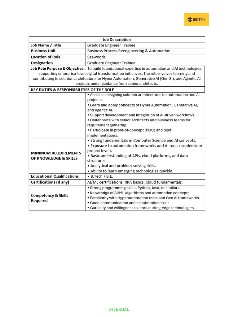 Graduate Engineer Trainee Automation JD | PDF | Artificial Intelligence ...