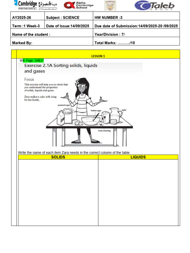 Grade 7 Science Homework Assignment | PDF