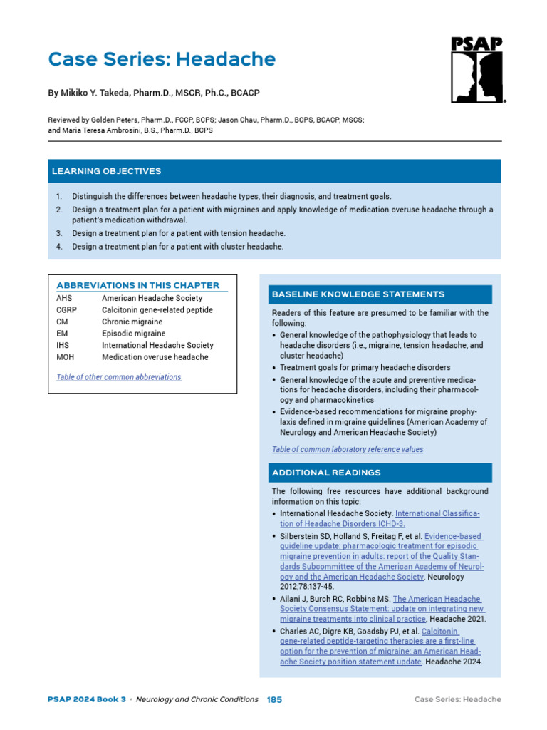 Case Series- Headache | PDF | Migraine | Headache