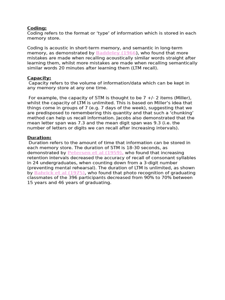 Understanding Memory: Types and Models | PDF | Recall (Memory) | Memory