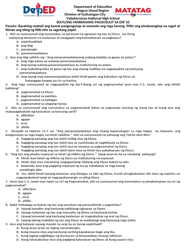 PT Esp 10 q3 Melc With Key and Tos | PDF
