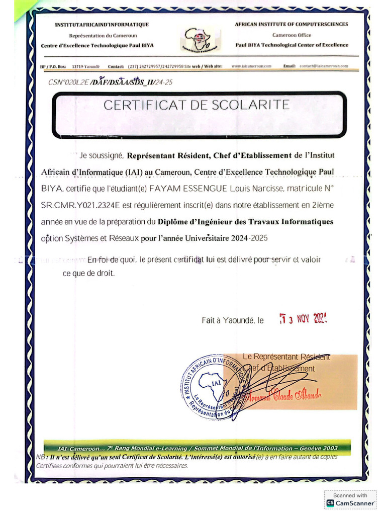 Certificats Fayam Essengue Et Minlo | PDF