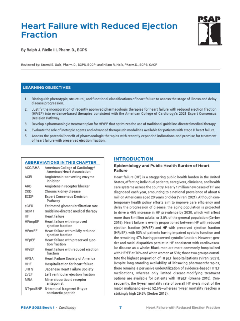 Heart Failure with Reduced Ejection Fraction | PDF | Heart Failure ...