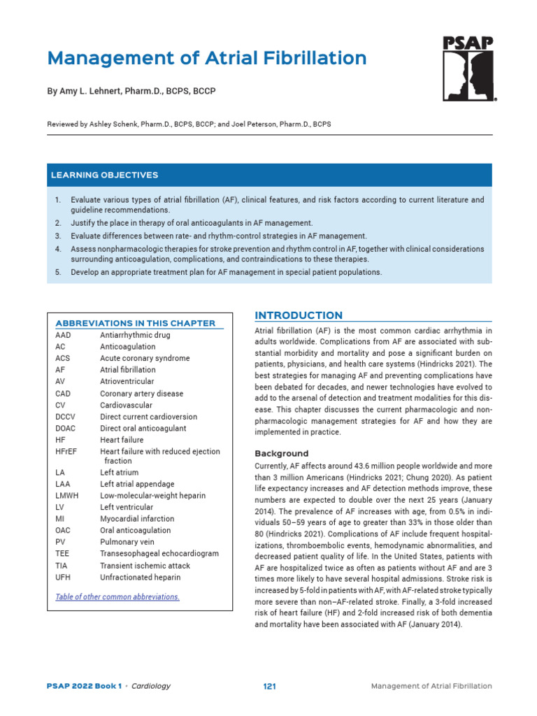 Atrial Fibrillation Management Strategies | PDF | Stroke | Cardiology
