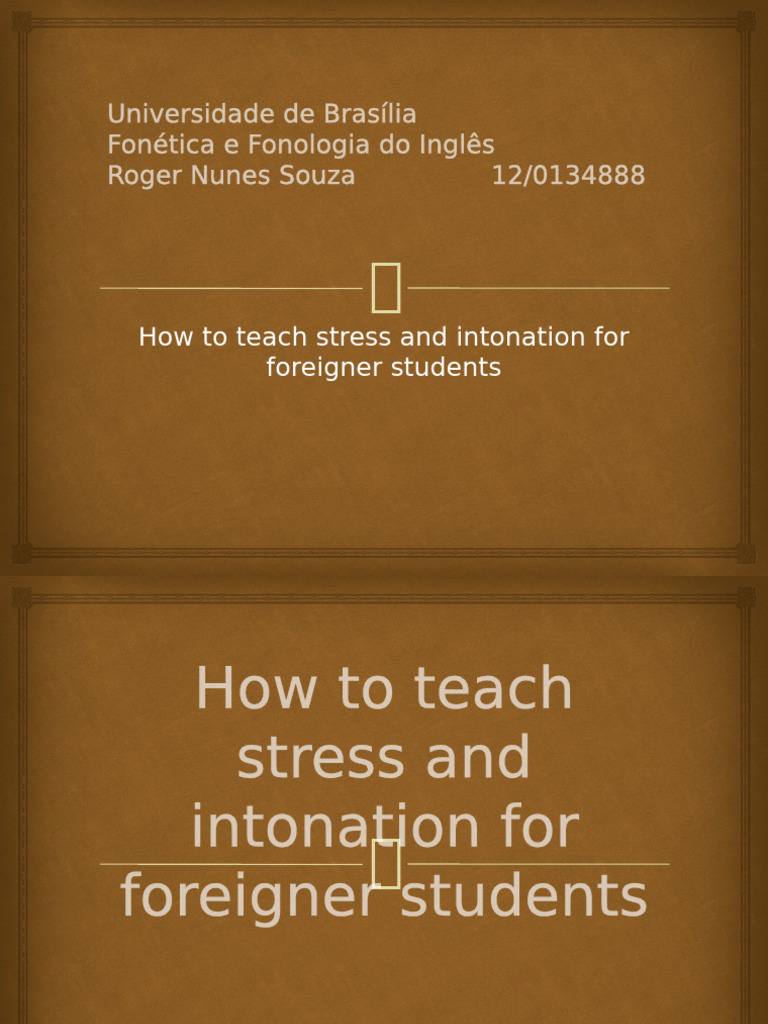 Teaching English Stress and Intonation | PDF | Word | English Language