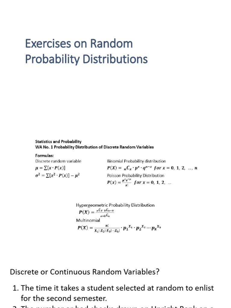 Random Probability Distribution Exercises | PDF | Probability ...