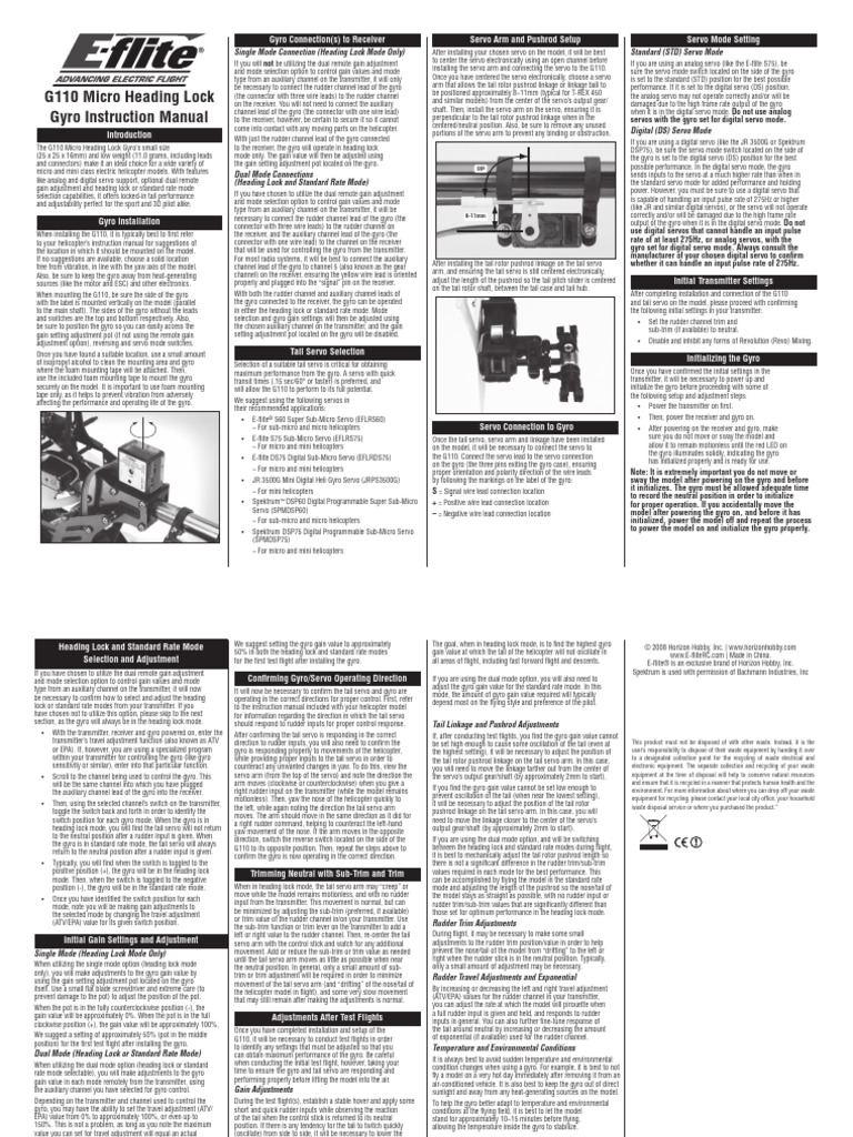G110 Heading Lock Gyro Manual | PDF | Gyroscope | Servomechanism