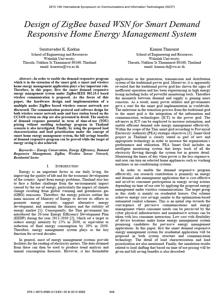 ZigBee WSN for Smart Home Energy Management | PDF | Computer Network ...