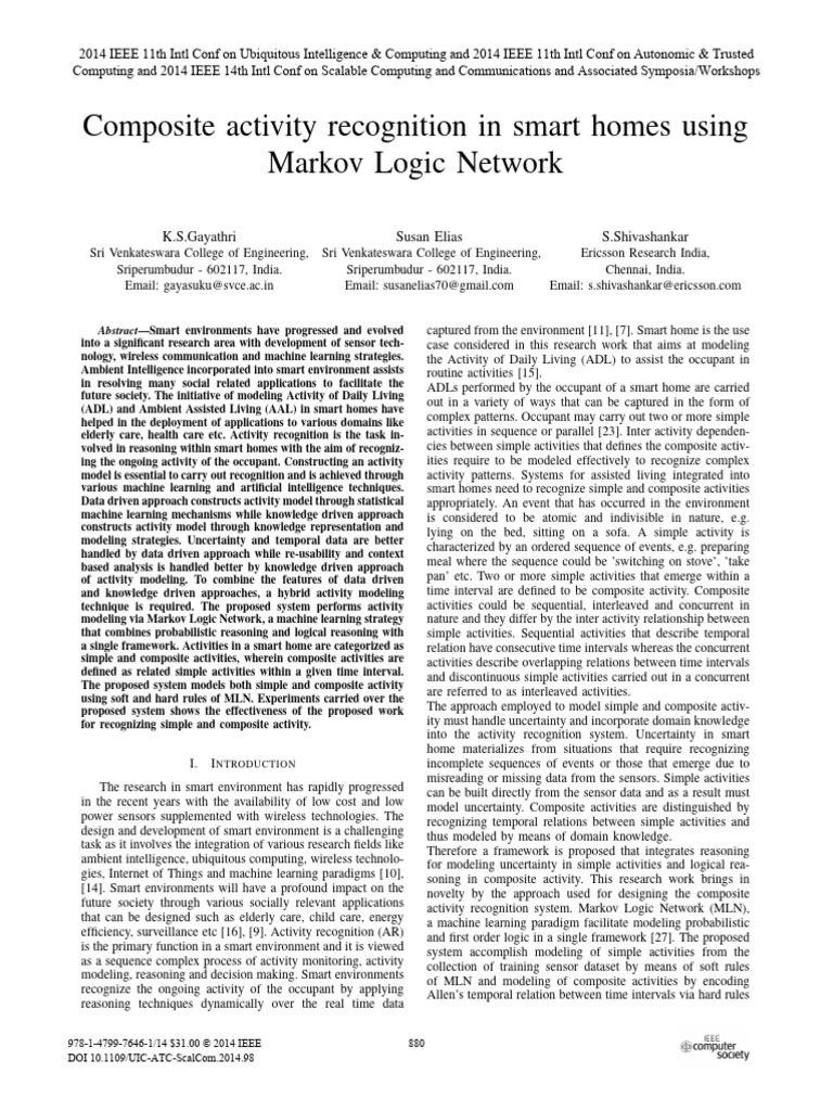 Composite Activity Recognition in Smart Homes Using Markov Logic ...