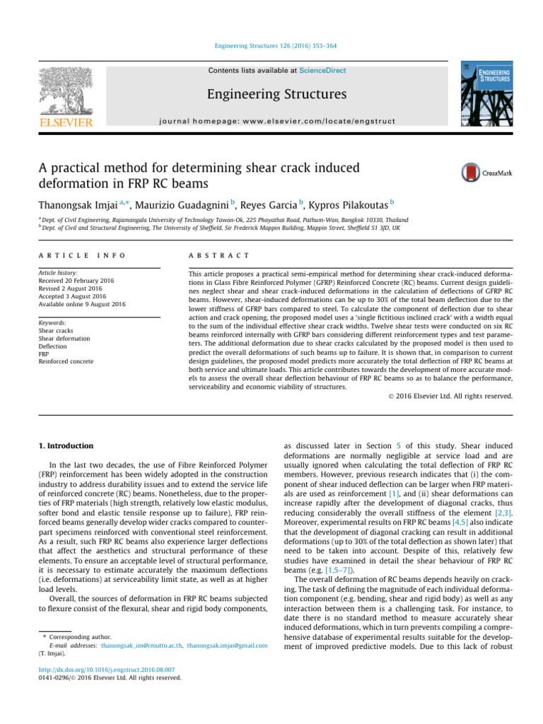 Shear Crack Deformation in FRP Beams | PDF | Fibre Reinforced Plastic ...