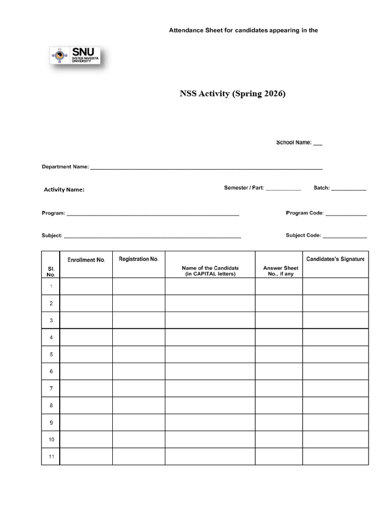 Nss Activity 2026 | PDF