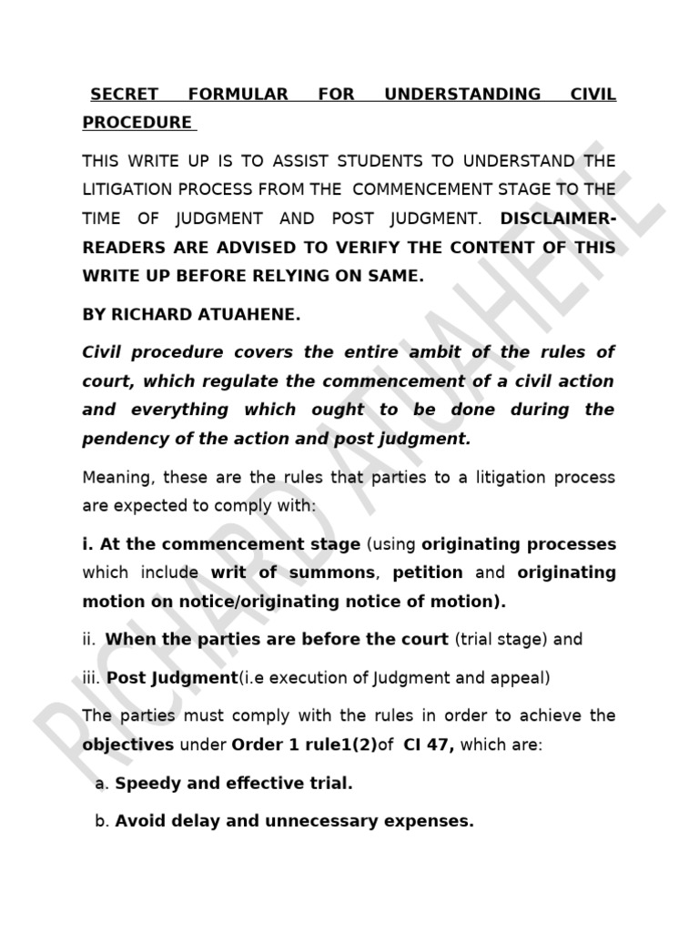 Understanding Civil Procedure Steps | PDF | Lawsuit | Judgment (Law)