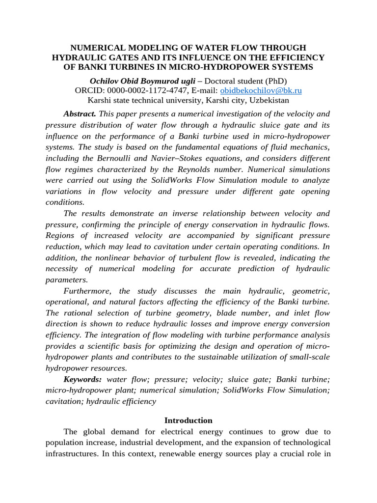 Numerical Modeling of Water Flow Through Hydraulic Gates and Its | PDF ...