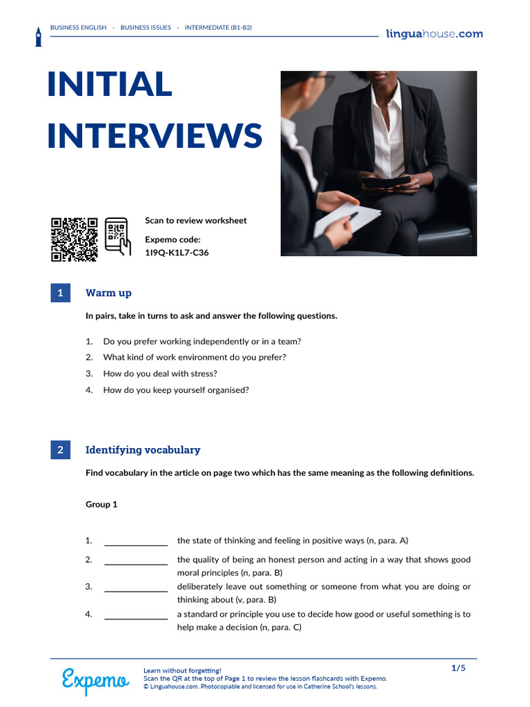 Business English: Interview Skills Guide | PDF | Reading Comprehension ...